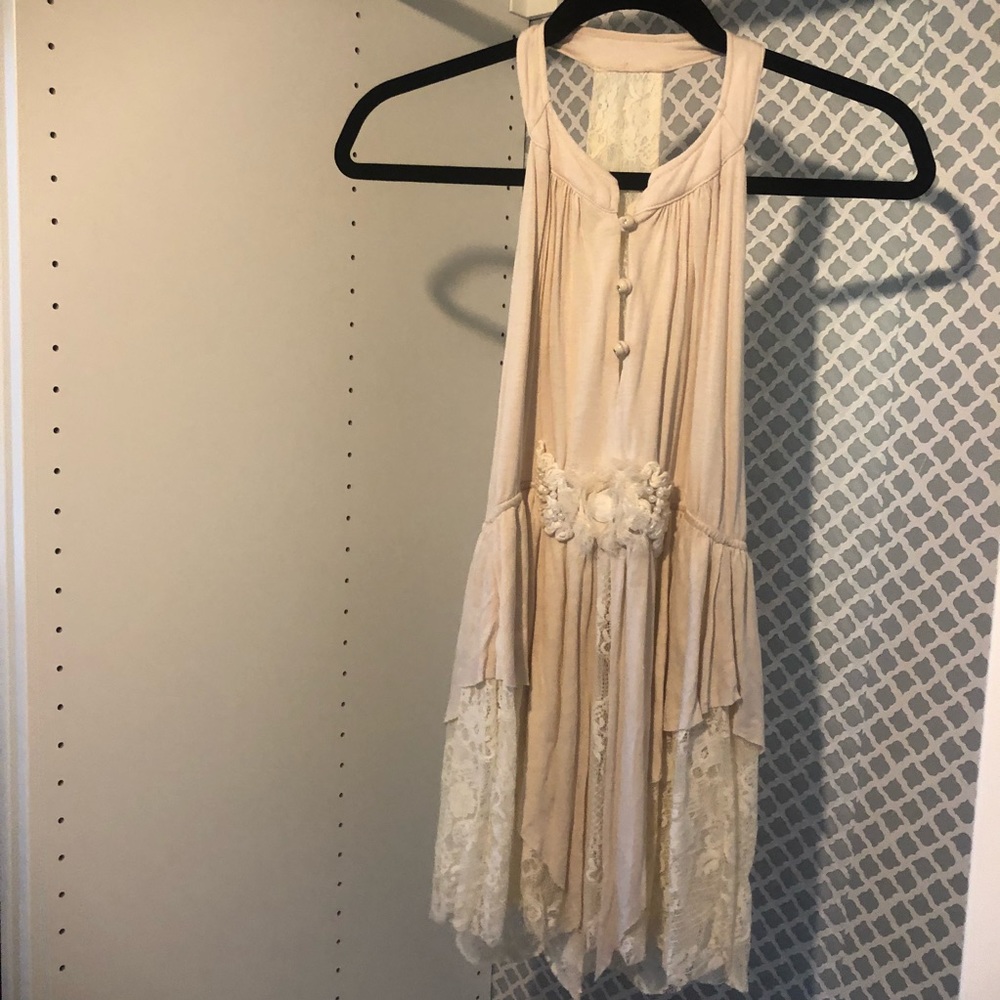 💋Size M Vintage Pink & Lace Halter Top
